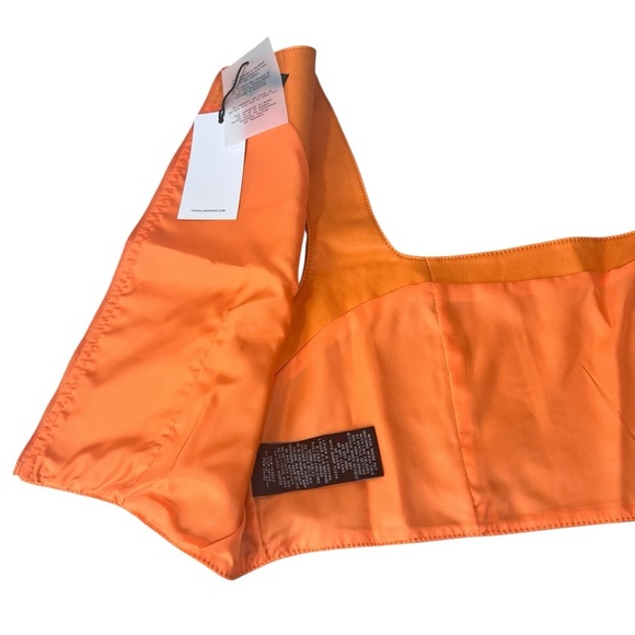 7 For All Mankind Faux Vegan Leather Crop Top Zipper Back Size XL Orange NWT - Picture 9 of 15